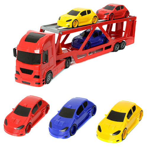 Carreta Cegonha Brinquedo Infantil Com Carros e Cone Silmar