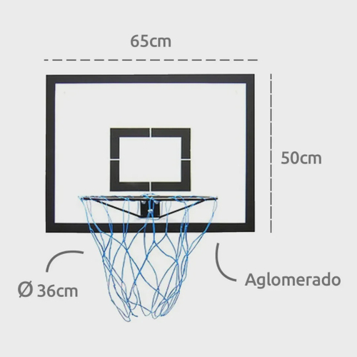 Kit Tabela de Basquete 50 x 65cm + Aro e Cesta + Mini Bola Número 5 Tarmak