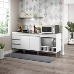 Armário de Cozinha Pequeno Completo 183x52 Cm 2 Portas 3 Gavetas Nicho Forno mdp Branco 2035 - menu é boa?