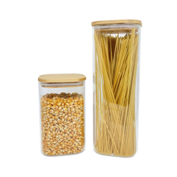 Kit 2 Potes de Vidro Quadrado 1900/1100 ml com Tampa de Bambu Flat - Oikos é boa?