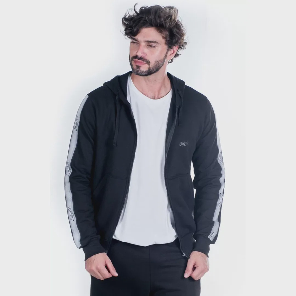 full zip moletom com capuz over face