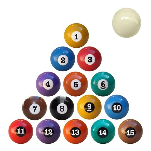 Jogo de Bolas de Bilhar Snooker Hyper com 15 Bolas Númeradas + 1 Branca -  54 mm