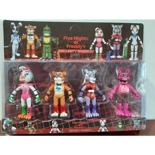 Kit 5 bonecos five nights at freddys fnaf articulados com luz led