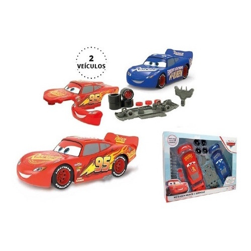 Kit Carrinhos Relâmpago Mcqueen Pixar Disney Monta e Desmonta