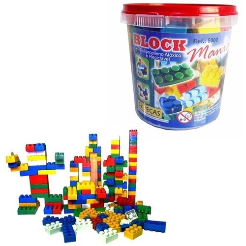 Jogo Balde Montar Blocos Block Mania 52 Peças Ref: 5000