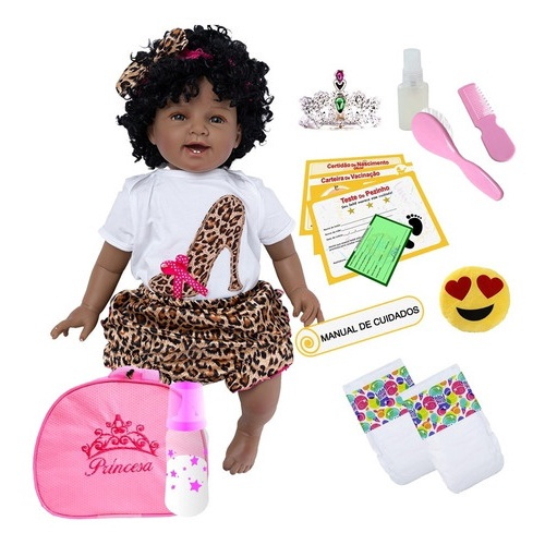 Bebe Reborn Negra Menina Realista Negra com Bolsa Novidade - ShopJJ -  Brinquedos, Bebe Reborn e Utilidades