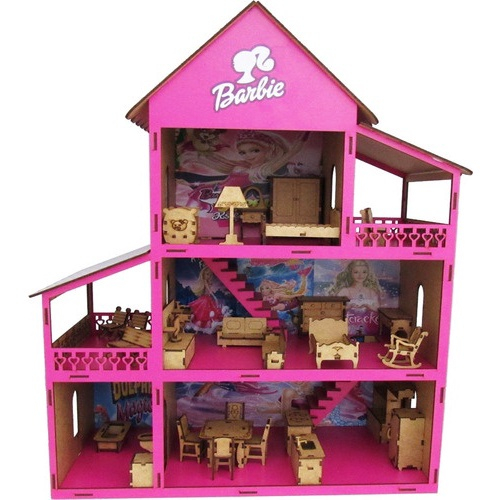 Casinha Boneca Barbie 30 Móveis Tudo Montado Chegar Brincar! em