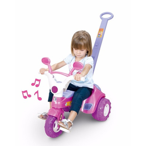 Triciclo Velotrol Infantil Bebe Motoca - Rosa + Empurrador