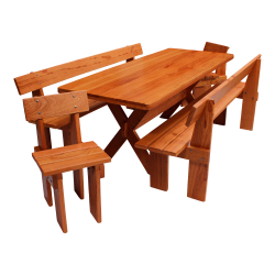 Conjunto Mesa Rústica 2m 2 Bancos e 2 Cadeiras Madeira Maciça Angelim Menor preço em Conjunto Mesa Rústica 2m 2 Bancos e 2 Cadeiras Madeira Maciça Angelim