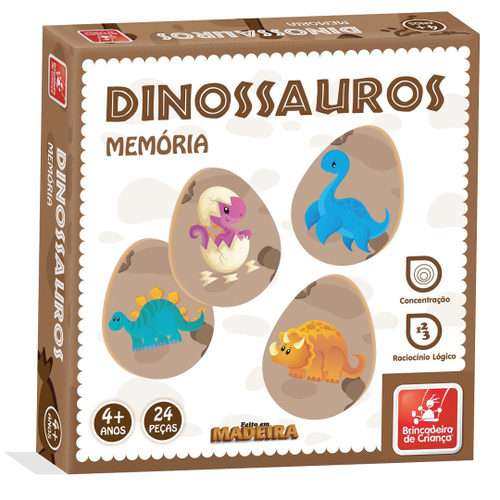 Jogo da Memória - Dinossauros - Madeira - Algazarra - Kits e Gifts