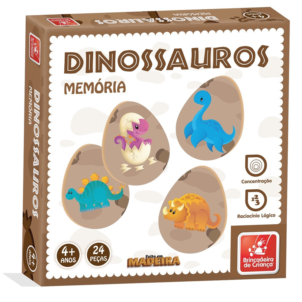 Jogo da Memória Educativo Dinossauro Madeira 24 Peças Infantil Criança  Vulcão 3D 2396 BCriança em Promoção na Americanas