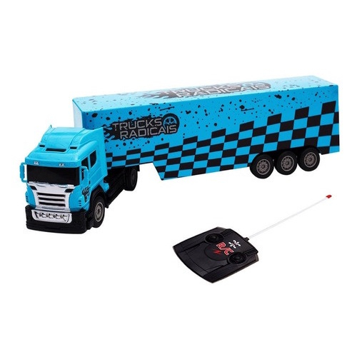 Caminhão Carreta com Controle Remoto - Big Truck com Luz - Azul - 60cm -  Unik Toys - superlegalbrinquedos