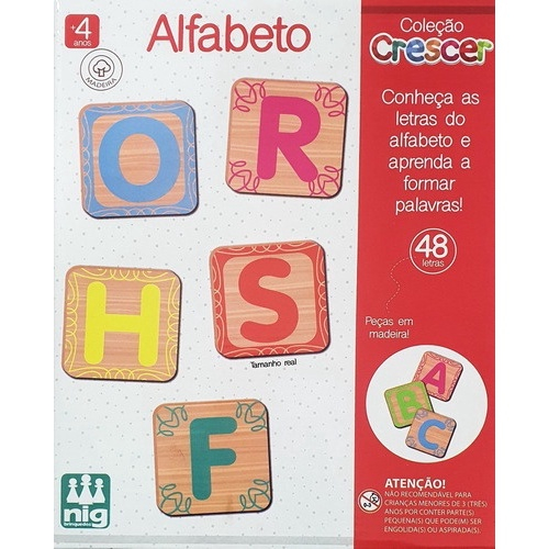 Jogo Educativo Crescer Alfabeto 48 Letras Em Madeira Nig