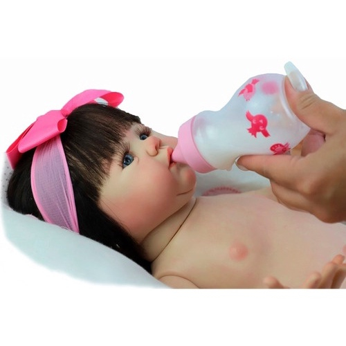 Bebê Reborn De Silicone Sólido Mama, Faz Xixi E Toma Banho