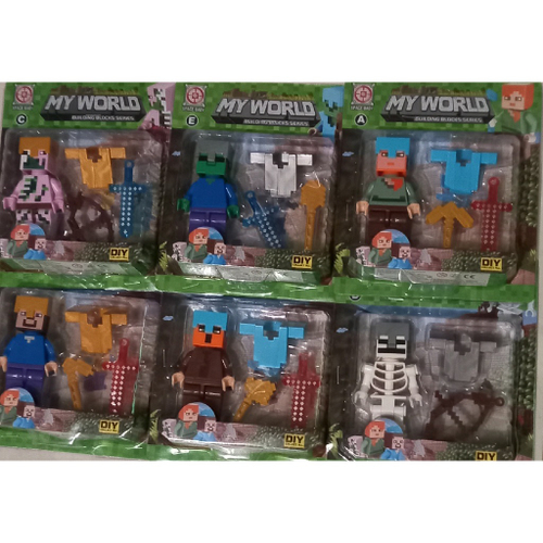 Kit Com 6 Bonecos Minecraft Estilo Coleção E Acessórios Brinquedo