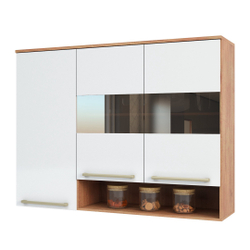 Armário de Cozinha Aéreo 120cm 3 Portas com Nicho 100% mdf Napoli Prime Ronipa Cozinhas Castanho/Branco Menor preço em Armário de Cozinha Aéreo 120cm 3 Portas com Nicho 100% mdf Napoli Prime Ronipa Cozinhas Castanho/Branco