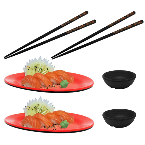 Kit Pratos e Travessas Vermelha + Hashi para Comida Japonesa em Promoção na  Americanas