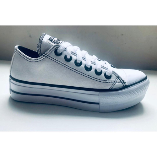 Converse All Star Plataforma Branco Couro