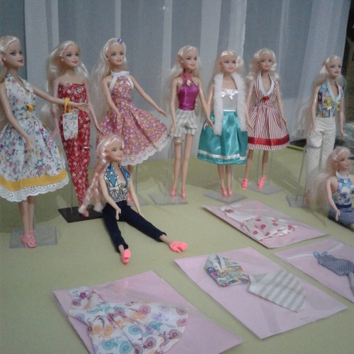 Kit Lote Com 3 Conjuntos De Roupas Para Bonecas Barbie