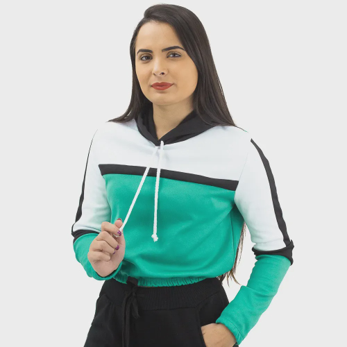 crop top moletom com capuz with chains