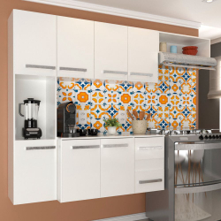 Cozinha Compacta Suspensa 7 Portas 2 Gavetas Armário e Balcão Loft Branco Menor preço em Cozinha Compacta Suspensa 7 Portas 2 Gavetas Armário e Balcão Loft Branco