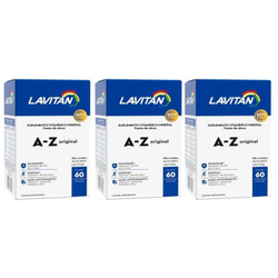 Kit 3 Lavitan Az 60 Cpr Homem A-z Menor preço em Kit 3 Lavitan Az 60 Cpr Homem A-z
