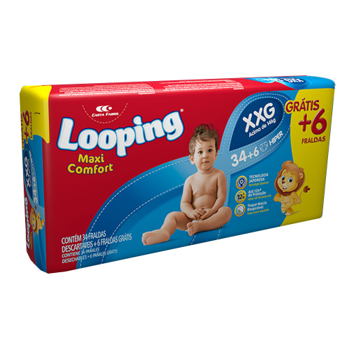 Fralda Looping Maxi Comfort Hiper Xxg C/40 Unidades Em Promoção Na ...