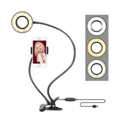 Suporte Celular De Mesa Luminária Ring Light Led Selfie Menor preço em Suporte Celular De Mesa Luminária Ring Light Led Selfie