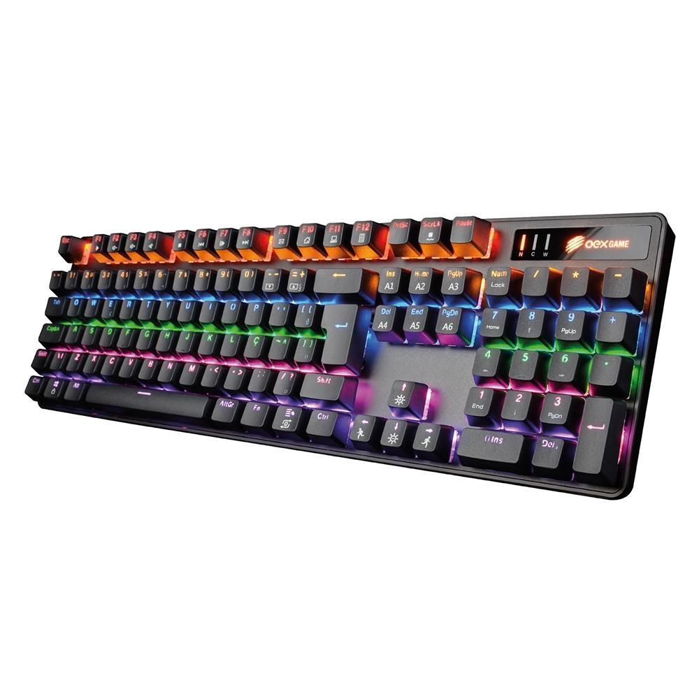 Teclado Gamer Mecânico Oex Game Typhoon Led Rainbow Switch Outemu