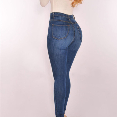 Jeans Longs De Couleur Unie Pour Femmes A La Mode Jeans Skinny En Denim Taille Haute Classique Em Promocao Ofertas Na Americanas