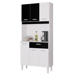 Cozinha Kit Cassia 6 Portas Branco Preto - Poquema é boa?