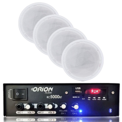 Kit Som Ambiente c/ Amplificador 300 Watts + 4 Arandelas Branca Menor preço em Kit Som Ambiente c/ Amplificador 300 Watts + 4 Arandelas Branca