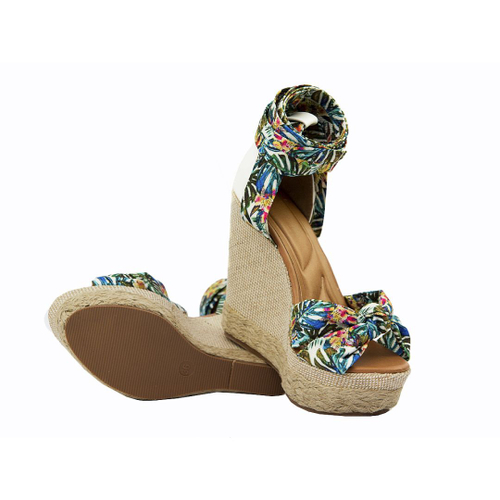 Sand lia Feminina Anabela Branca Florida Amarra o Corda no Shoptime