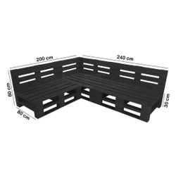 Sofá Canto Alemão de Pallet Preto Em L 2 Menor preço em Sofá Canto Alemão de Pallet Preto Em L 2
