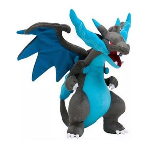 Pokemon o mais forte mega super charizard dragão brinquedos de pelúcia  preto 23cm