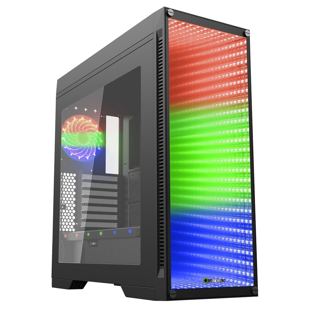 Gabinete Gamer GameMax Infinit M908 GGM RGB, Mid Tower, Com 3 Fans, Lateral  Acrílico, Black, Sem