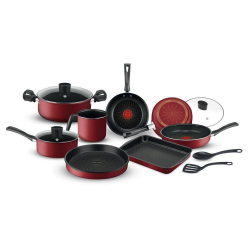 Menor preço em Conjunto De Panelas Rochedo Limpa Fácil Vermelho - 10 Peças