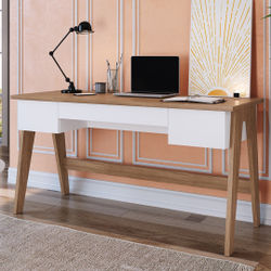 Escrivaninha Com 3 Gavetas 150cm Hanover E Off White Artesano Menor preço em Escrivaninha Com 3 Gavetas 150cm Hanover E Off White Artesano