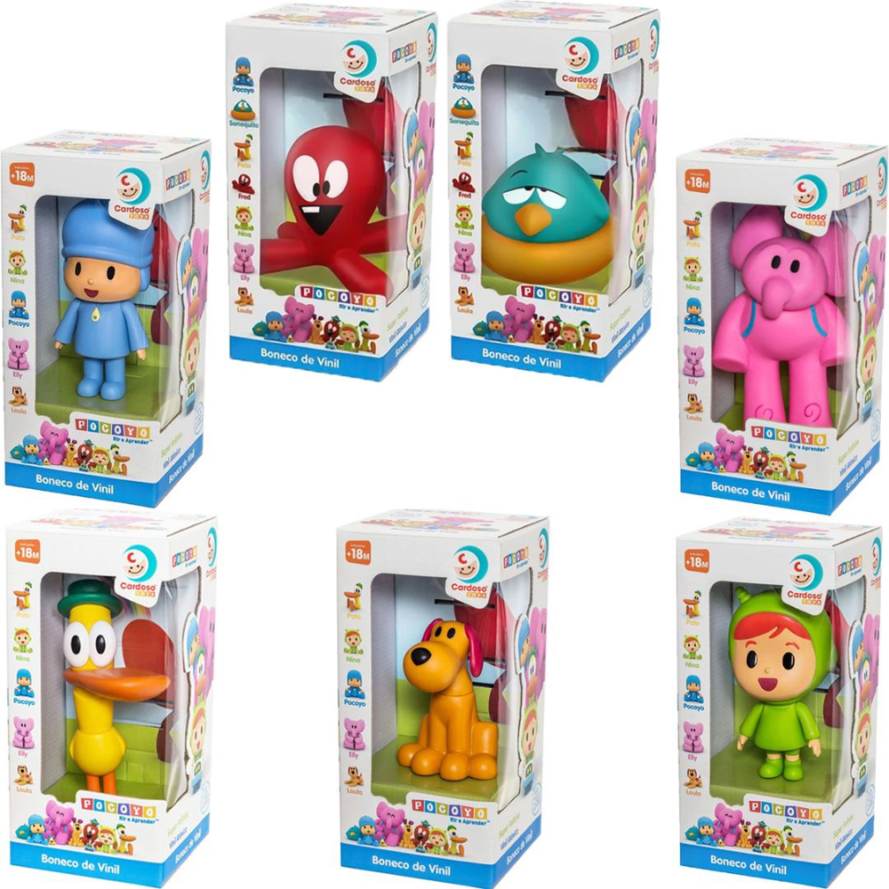 Kit 7 Bonecos Turma Do Pocoyo De Vinil Pocoyo Elly Nina Loula Pato Fred ...