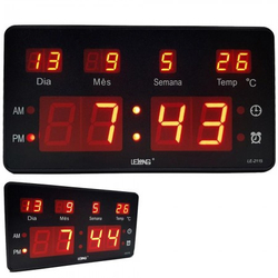 Menor preço em Relógio de Mesa Parede Led Vermelho Digital Alto Brilho Termômetro Data Hora 2x15x23cm
