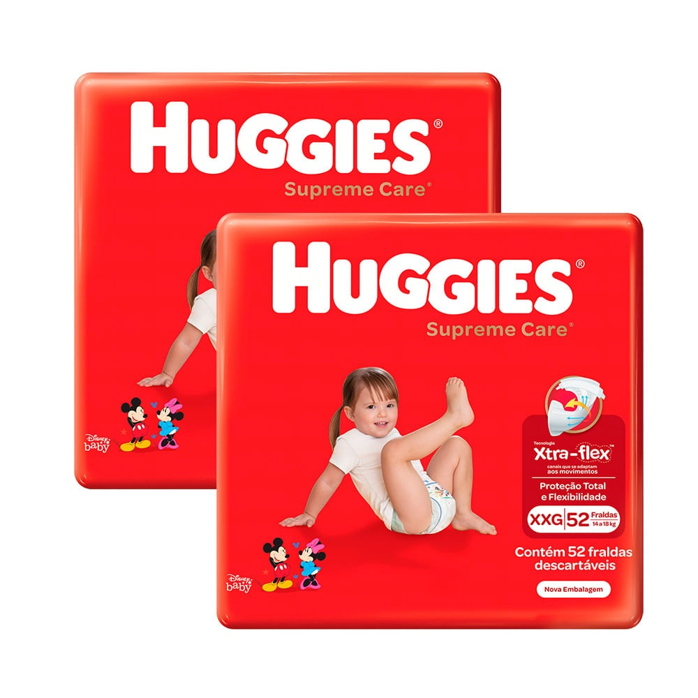 Kit De Fraldas Huggies Supreme Care Tamanho Xxg Pacote Hiper 104 ...