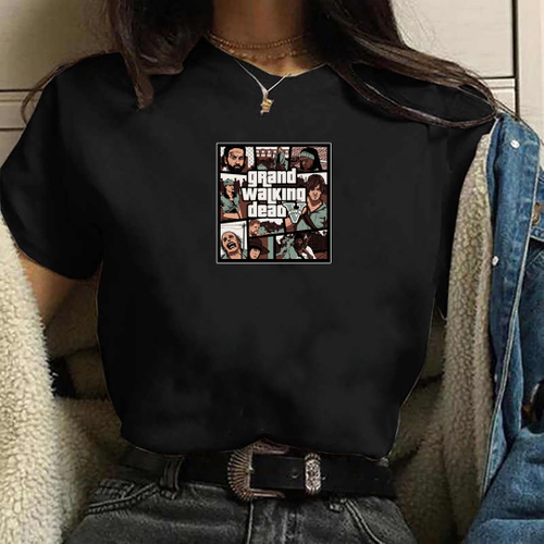 Camiseta Feminina Preta GTA De Volta Para o Futuro