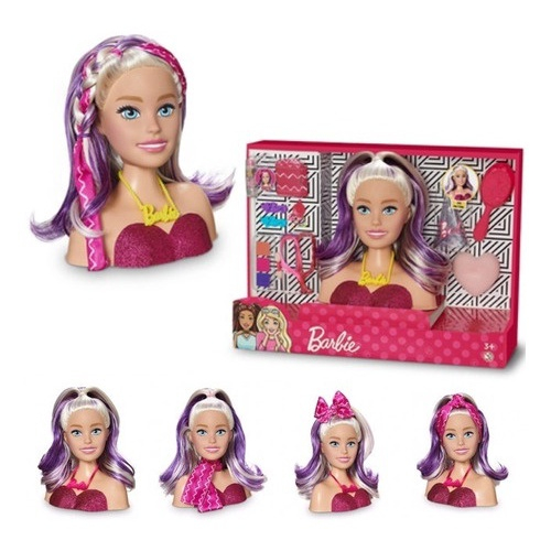 Barbie Busto Com Maquiagem E Acessórios Para Fazer Penteado