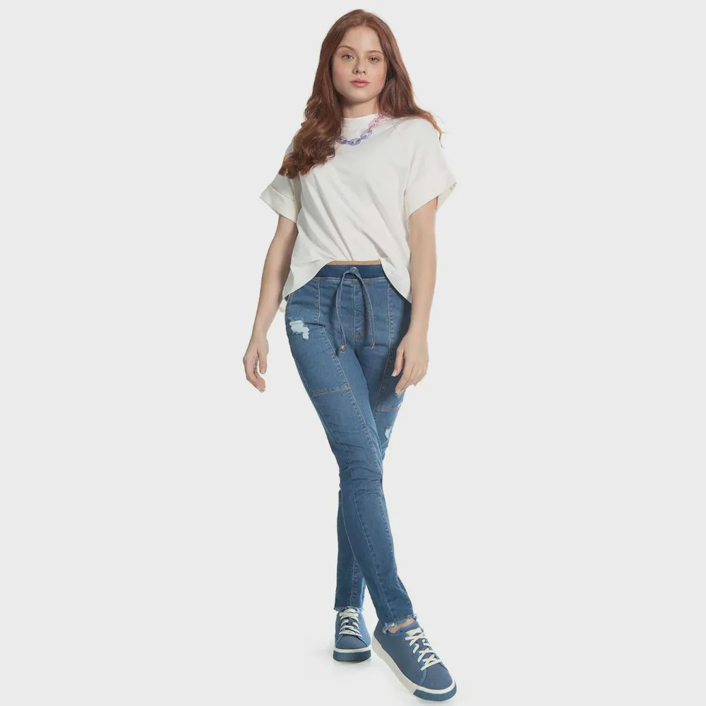 Calça jeans 2024 com ribana