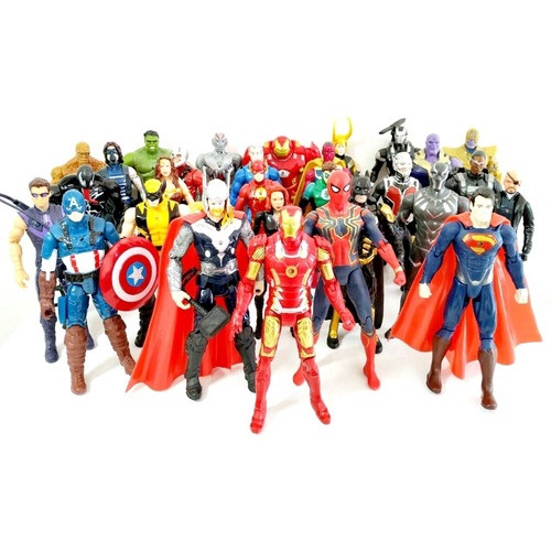 Kit 20 Bonecos Super Herois Marvel Dc E Outros Montar