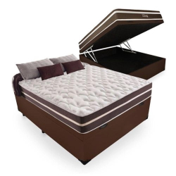 Cama Box Com Baú Casal + Colchão De Molas - Anjos - Classic Superlastic 138cm Marrom Menor preço em Cama Box Com Baú Casal + Colchão De Molas - Anjos - Classic Superlastic 138cm Marrom