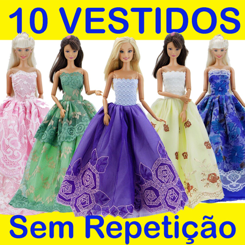 Kit 10 Roupas para Barbie (Sortidas) Roupinhas Boneca Barbie