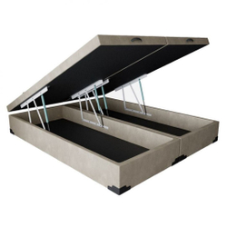 Baú box americano queen bi partido - suede bege Menor preço em Baú box americano queen bi partido - suede bege