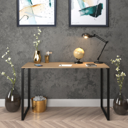 Escrivaninha 120cm Mesa Madeira Natura com Preto Móveis Industrial Escritório Menor preço em Escrivaninha 120cm Mesa Madeira Natura com Preto Móveis Industrial Escritório