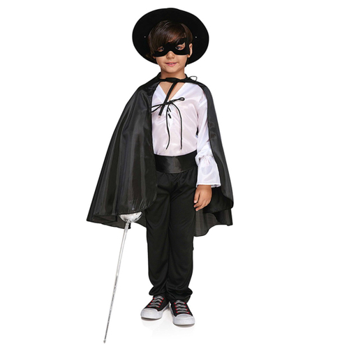 Fantasia infantil Capa zorro vampiro bruxo ou bruxa preta na